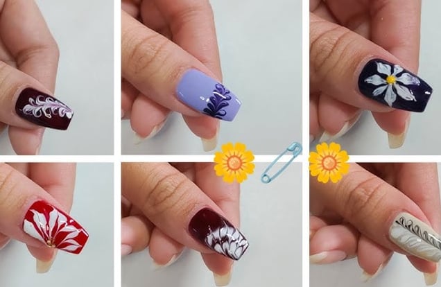 💅🧷Unique floral nail art with safety pin #nailart2025 #shorts #shortvideo img